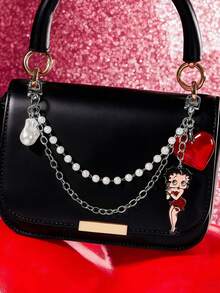 Betty Boop x SHEIN Mặt dây chuyền túi xách hình trái tim đính ngọc trai giả, phụ kiện trang trí túi xách dành cho nữ, ngọt ngào và dễ thương, chủ đề tình yêu, nụ hôn, quà tặng, tiệc tùng, ngày lễ, Ngày Valentine. - Nhiều màu - Xem 5