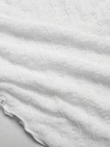 SHEIN Girlism 青少年女孩休閒奢華優雅露肩蕾絲T恤上衣長袖上衣露肩白色袖子，青少年女孩Y2K內搭衫 - 白色 - 查看 6