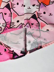 Manfinity RSRT 男士休闲猫咪印花前开襟短袖衬衫，夏季款 - 粉色 - 查看 4