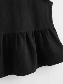 SHEIN LUNE Đầm chữ A không tay dáng suông dành cho nữ, có túi chần bông, trang phục thanh lịch cho kỳ nghỉ, phong cách cổ điển sang trọng. - màu đen - Xem 2
