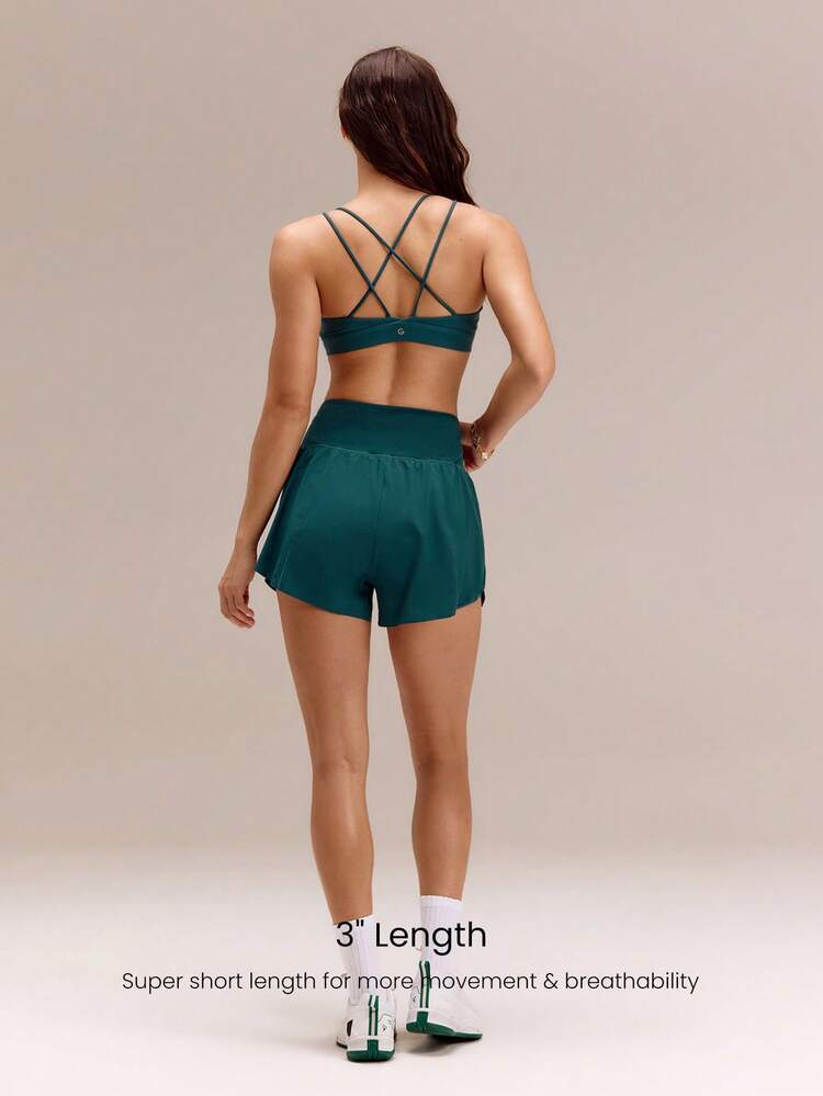 3'' VitalSwift Quick-Dry Set The Pace High Slit Adjustable Drawstring Waist Shorts With Built-In Shorts Side Pockets Non-Slip Grips Medium Impact Running Jogging Training Gym Workout