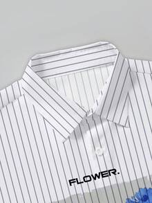STEELVANCE Áo sơ mi nam tay ngắn cài cúc phía trước, kiểu dáng thường ngày, kẻ sọc và họa tiết hoa, dành cho mùa hè. - Nhiều màu - Xem 3