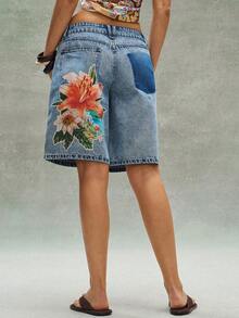 Bohemela Quần short nữ dáng suông in họa tiết, kiểu dáng thường ngày. - Màu xanh nhạt - Xem 6