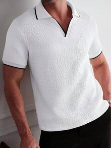 Core Aspect Áo Polo nam cổ bẻ phối vải jacquard, chất liệu vải mềm mại, thoải mái, phong cách công sở thường ngày, lịch lãm. - trắng - Xem 4