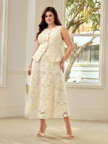 MOTF PREMIUM PLUS SIZE FASHIONABLE LACE TANK TOP, FRENCH STYLE NICHE DESIGN WOMEN TOP - Apricot - View 4