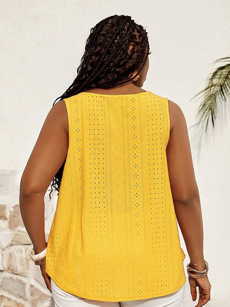 Plus Size Women Vacation Criss-Cross V-Neck Casual Tank Top