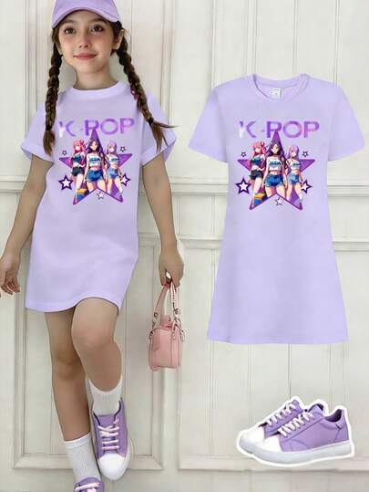 Áo thun tay ngắn in hình ngôi sao năm cánh, chữ cái, khẩu hiệu, phong cách thường ngày năng động, sáng tạo, cá tính, tươi mới, tối giản, cá tính dành cho các cô gái trẻ, thích hợp mặc hàng ngày vào mùa xuân, hè và thu.