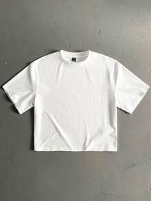 Manfinity ZONE917 Short God's Hand Red 3D Slogan Print White Cropped Loose Fit Short Sleeve T-Shirt, Suitable For Spring/Summer, Great Gift For Friends - White - View 5