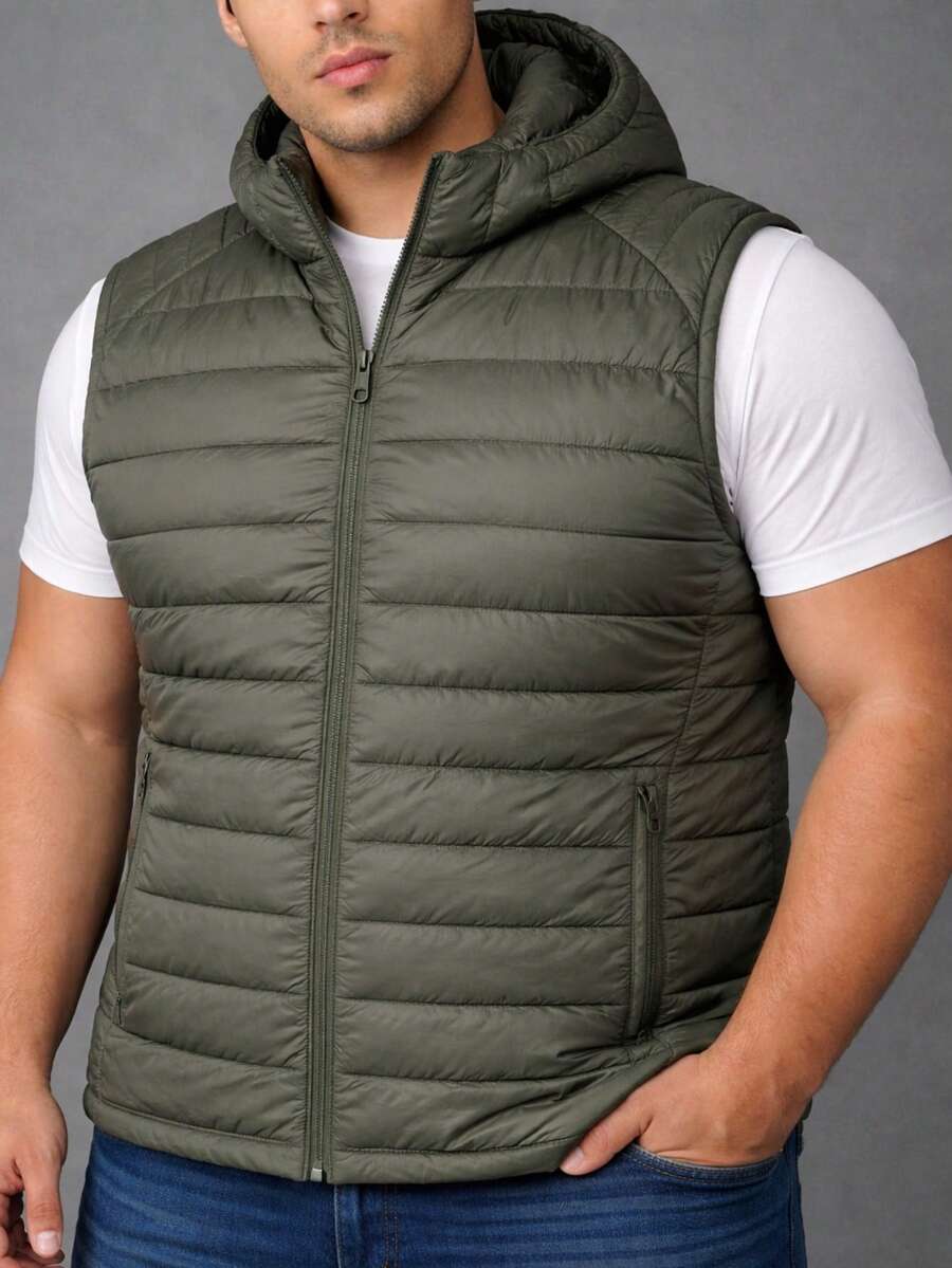Nes Sport Men's Padded Sport Vest With Extra Sizes Cap - Taupe - View 1
