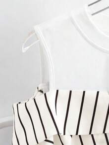 GlowEve Camisa a rayas 2 en 1 Conjuntos de vacaciones para mujeres - Blanco - Ver 3