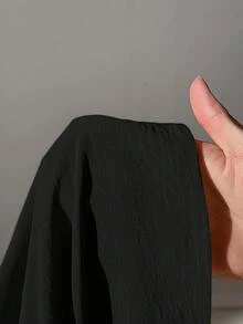 MaterniWear 夏季孕妇纯色简约吊带连衣裙 - 黑色 - 查看 6