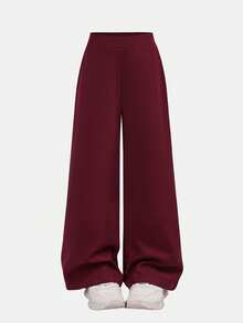 Firerie Kids 2 pièces Ensemble Top camisole décoré de boutons bordeaux et pantalon à la cheville pour jeune fille, style décontracté et à la mode - Rouge foncé - Voir 6