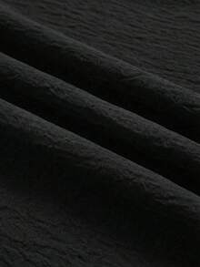 Shapeblank 大码女装春夏时尚休闲宽松舒适日常百搭显瘦荷叶袖口袋黑色中长连衣裙，简约风格，夏季穿搭，欧洲夏季 - 黑色 - 查看 7