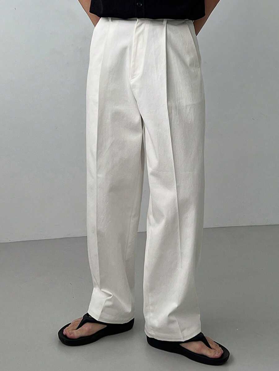 DAZY Quần dài ống đứng màu trắng dành cho nam giới, thích hợp mặc đi làm. - trắng - Xem 1