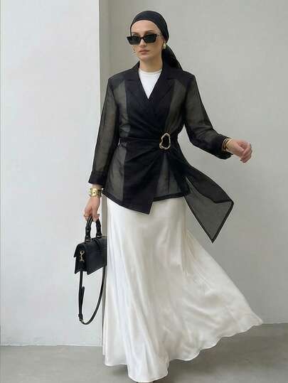 Solavon 女士金属装饰翻领休闲百搭通勤轻便西装外套