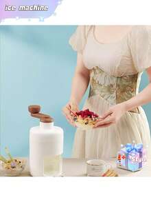 厨房吧台趣味饮品工具便携式手动新款手摇刨冰机家用小型制冰机冰沙机 - 白色 - 查看 3