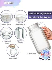 1 buah Botol Air Dingin Tahan Panas Multifungsi - Wadah Penyimpanan untuk Minuman Panas atau Dingin, Teko Kulkas, Wadah Jus, Botol Air, Teko Es Teh atau Teko Susu, Cocok untuk Dapur, Restoran, dan Aktivitas Luar Ruangan seperti Berkemah - MultiWarna - View 5