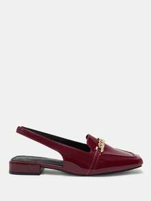 CUCCOO CURVES 时尚新款方头加宽加厚平底女鞋，方跟设计，女式宽楦鞋款 - 酒紅色 - 查看 2