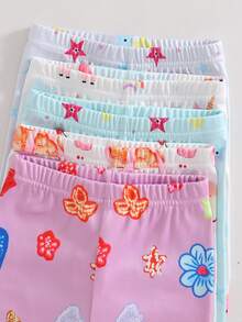 SHEIN 2 Sets/Pack Baby Girls Unicorn Cartoon Print Short Sleeve Shorts Knit Snug Fit Pajamas Sets - Multicolor - View 6