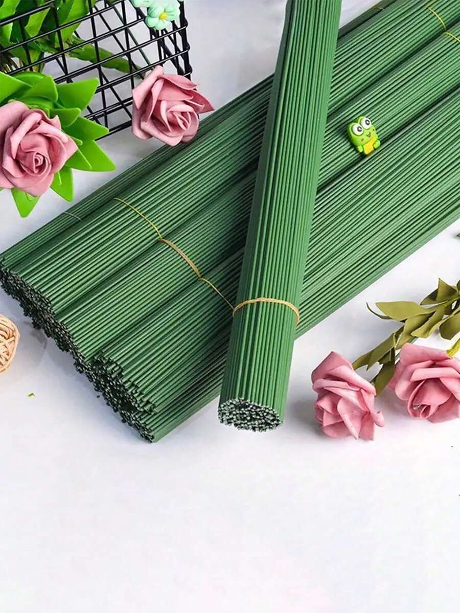 Batang Bunga Buatan, Kawat Bunga Hijau yang Dapat Dibengkokkan untuk DIY, Cocok untuk Buket Pernikahan, Dekorasi Rumah dan Liburan (Halloween/Natal/Boho) - Hijau - View 1