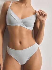 Ocili 1 Set Grey Seamless Wireless Lightly Padded Lift & Enhance Bra, Comfortable Underwear For Women - Grey - View 2