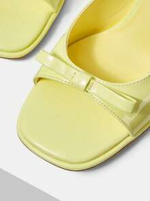 MOTF NUEVOS ZUECOS DE MODA CON LAZO Y PUNTA CUADRADA, ZAPATOS DE ESTILO FRANCÉS ELEGANTE PARA DAMA, CÓMODOS SANDALIAS DE SLIP-ON, ADECUADOS PARA VESTIDOS, ZUECOS MINIMALISTAS DE ALTA GAMA PARA PRIMAVERA - Amarillo ganso - Ver 8