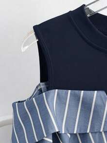 GlowEve 条纹仿两件式衬衫女式度假套装 - 藏蓝色 - 查看 3