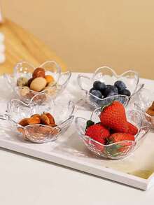 Bộ đĩa đựng nước chấm hoa anh đào mini, đĩa khai vị bằng nhựa trong suốt màu hồng Sakura, bát chấm nước chấm, kem, sushi và đồ ăn nhẹ. - Trong sáng - Xem 4