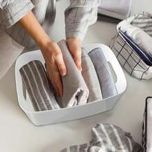 Plastic Storage Box And Basket, White Storage Container, Suitable For Kitchen, Bathroom, Office, Storage Rack Under Sink - White - View 5