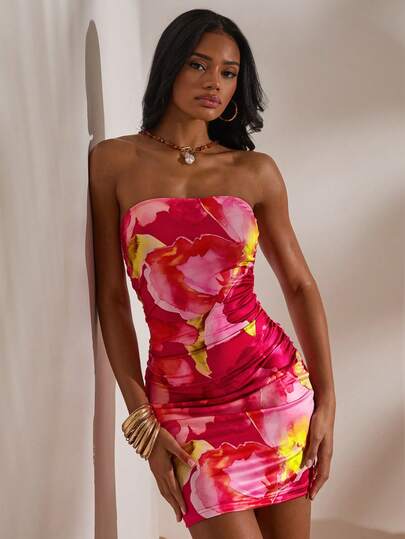 Opulessa Women's Fitted Knit Tube Dress, Suitable For Beach Vacation, Casual, Holiday ,Going Out, Party, Beach