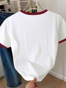 Resyla Women's Casual Colorblock Striped Short Sleeve T-Shirt, Summer - Multicolor - View 2