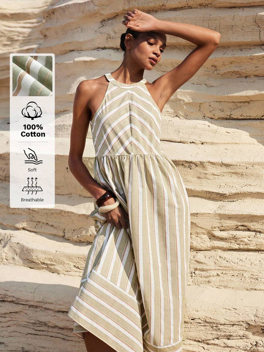 Maija 女士休闲条纹吊带度假连衣裙 - 彩色 - 查看 1