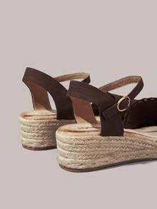 Styleloop Women's Wedge Heel Platform Sandals - Coffee - View 4