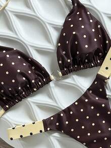 Swim Mod Ensemble de bikini à col ras-du-cou à imprimé aléatoire pour femmes, printemps/été - Multicolore - Voir 7