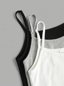 SHEIN Girlism 3件套 少女修身休闲运动吊带背心基础款上衣 - 彩色 - 查看 11