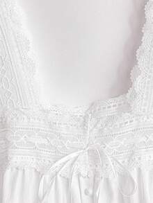 GlowEve CURVE Áo kiểu Pháp cỡ lớn dành cho nữ, màu trắng, phối ren, cổ vuông, không tay, dáng rộng, khoét lỗ, dễ thương, thanh lịch, thích hợp cho mùa xuân/hè. - trắng - Xem 5
