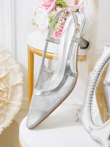 CUCCOO HITCHD Women Shoes Fashion Elegant Lace Button High Heel Shoes - Grey - View 6