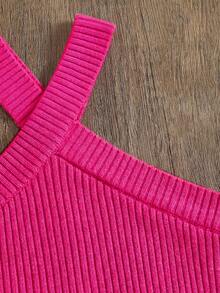 Emery Rose Kids Emery Rose Kids Young Girl Knitted Solid Color Sleeveless Top And Shorts 2 Pieces Set - Hot Pink - View 4