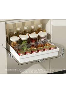 Sliding Cabinet Storage Rack - Expandable, Nano Adhesive Fixation, Space-Saving, Adjustable, Durable, Easy To Install, Suitable For Kitchen And Living Room Food Storage Shelves (With Sliding Rails) - Multicolor - View 13