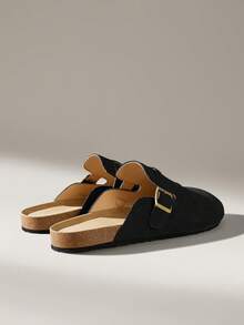 Solecia 男士新款半包式套脚凉鞋，舒适百搭 - 黑色 - 查看 3