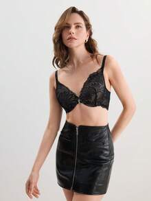 Hourtrue 1 chiếc áo ngực nâng ngực có gọng đệm ren gợi cảm đóng phía trước - màu đen - Xem 5
