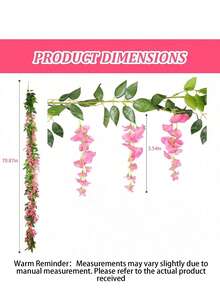 1/2/50件装 6.5英尺人造紫藤花藤，人造白色紫藤花环，丝绸紫藤花圈，适用于婚礼拱门、派对花园、家居装饰、春季装饰、婚礼用品、优雅房间装饰、家居装饰、生日礼物、毕业礼物、户外装饰、花园装饰 - 粉色 - 查看 9