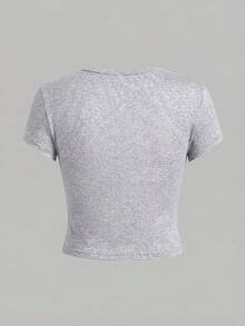 SHEIN Girlism 4pcs/Set Teen Girl Solid Color Knit Casual Short Sleeve T-Shirt - Multicolor - View 4