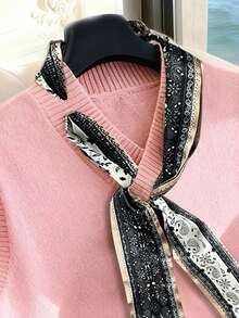 GlowEve 优雅设计女士围巾领带针织宽松背心 - 珊瑚粉 - 查看 4