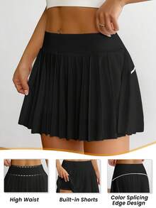 SHEIN Rhythm Era Plusstorlek Enfärgad Casual Minimalistisk Mångsidig Daglig Sommar Sport Kjol Byxor - Svart - Visa 1