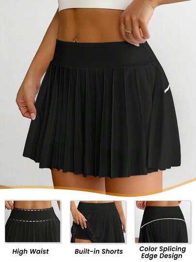 SHEIN Rhythm Era Plus Size Solid Color Casual Minimalist Versatile Daily Summer Sports Skirt Pants