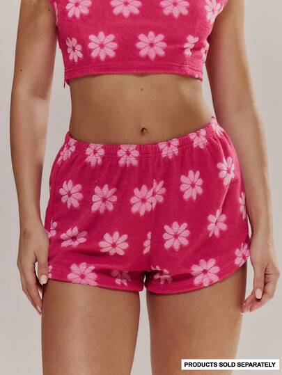 MUSERA Quần short mini bằng vải bông họa tiết hoa, chỉ có màu này, thích hợp cho mùa xuân hè, dễ thương, nữ tính, đi nghỉ mát, đi biển, mặc hàng ngày, phong cách sorbet.