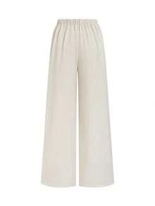 GlowEve Women's Casual Versatile Commuting Solid Color Wide Leg Pants - Apricot - View 8