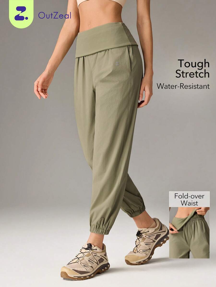 OutZeal Quần thể thao nữ, quần thường ngày, quần jogger, quần năng động, chống thấm nước, nhẹ, co giãn, cạp chun có thể gập lại. - xanh quân đội - Xem 1