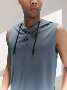 Driftmere Men Striped Drawstring Hooded Tank Top For Summer - Dusty Blue - View 6